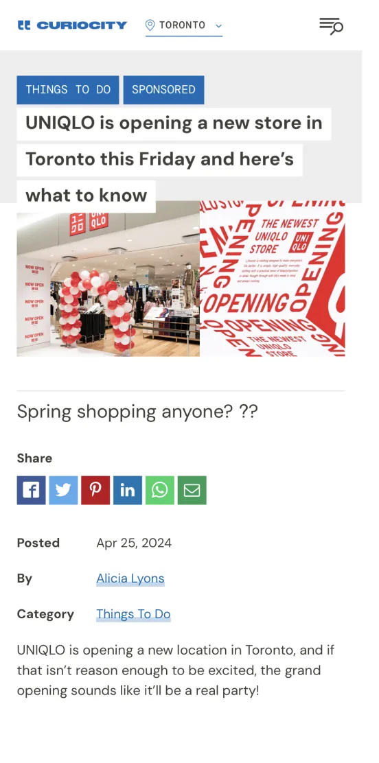 A Curiocity social account